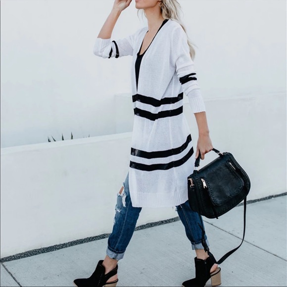💝Classic Striped Longline Cardigan - Picture 2 of 5
